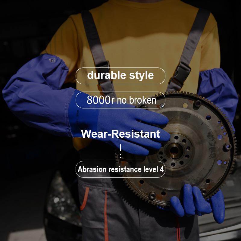 65CM Chemical Gloves Thicken Oil/Acid/Alkali Resistant Water Proof Lining Cotton PVC Industrial Reusable Protective Glove