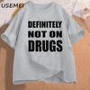 Trička Definitely Not on Drugs Bavlna Krátký rukáv Vtipné tričko Pánské Ležérní Oversized Pánské Oblečení Streetwear Párty Klubová Trička