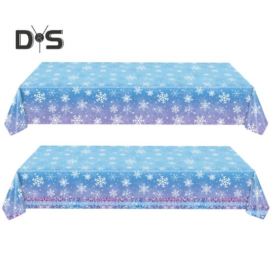 3/6 Pack Christmas Tablecloth Winter Holiday Snowflake Dining Tablecloth Plastic Disposable Table Cover for Christmas Party Decoration