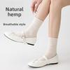 Spring and Summer Chunky Socks Women Hemp Anti-Bacterial Odor-Resistant Cotton-Linen Long Tube Socks Gray Color Summer