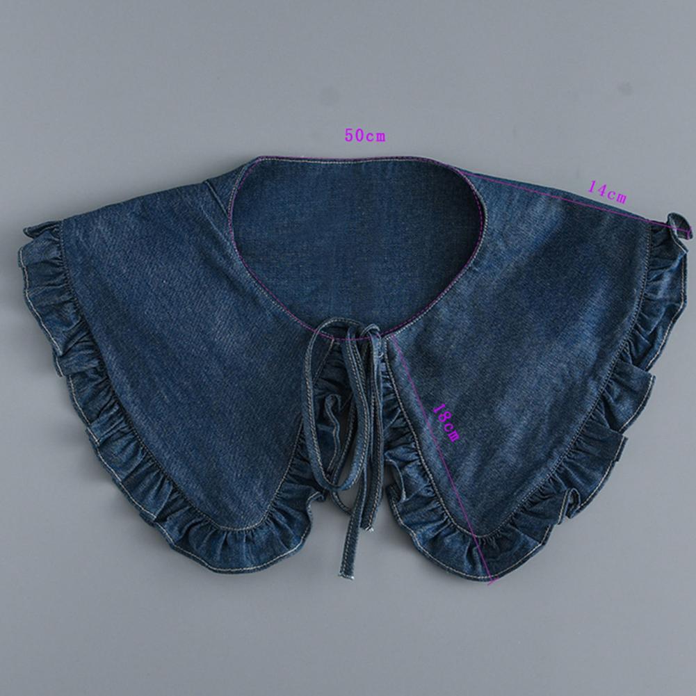 Women Fake Collar Collar Necklace Ruffle Trim Lace-up False Collar Denim Dress Shirt Insert for Women Removable Solid Color Fake