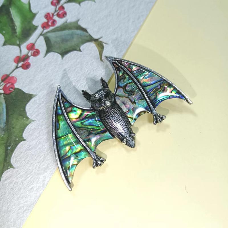 Vintage Silver Shell Bat Brooch Pendant With Animal Design For Women And Men
