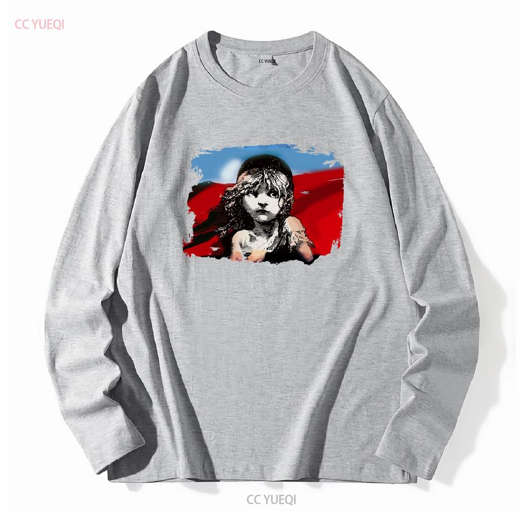 Les Miserables T-Shirt Herren Mittelblau Buch Musical Film Lang- oder Kurzarm Vintage Gewaschen Herren Weich Streetwear Grafik