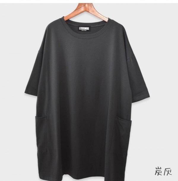 T-shirt Long Uni à Poche pour Femme Grande Taille, Robe Tunique Décontractée Lâche Surdimensionnée pour l'Été