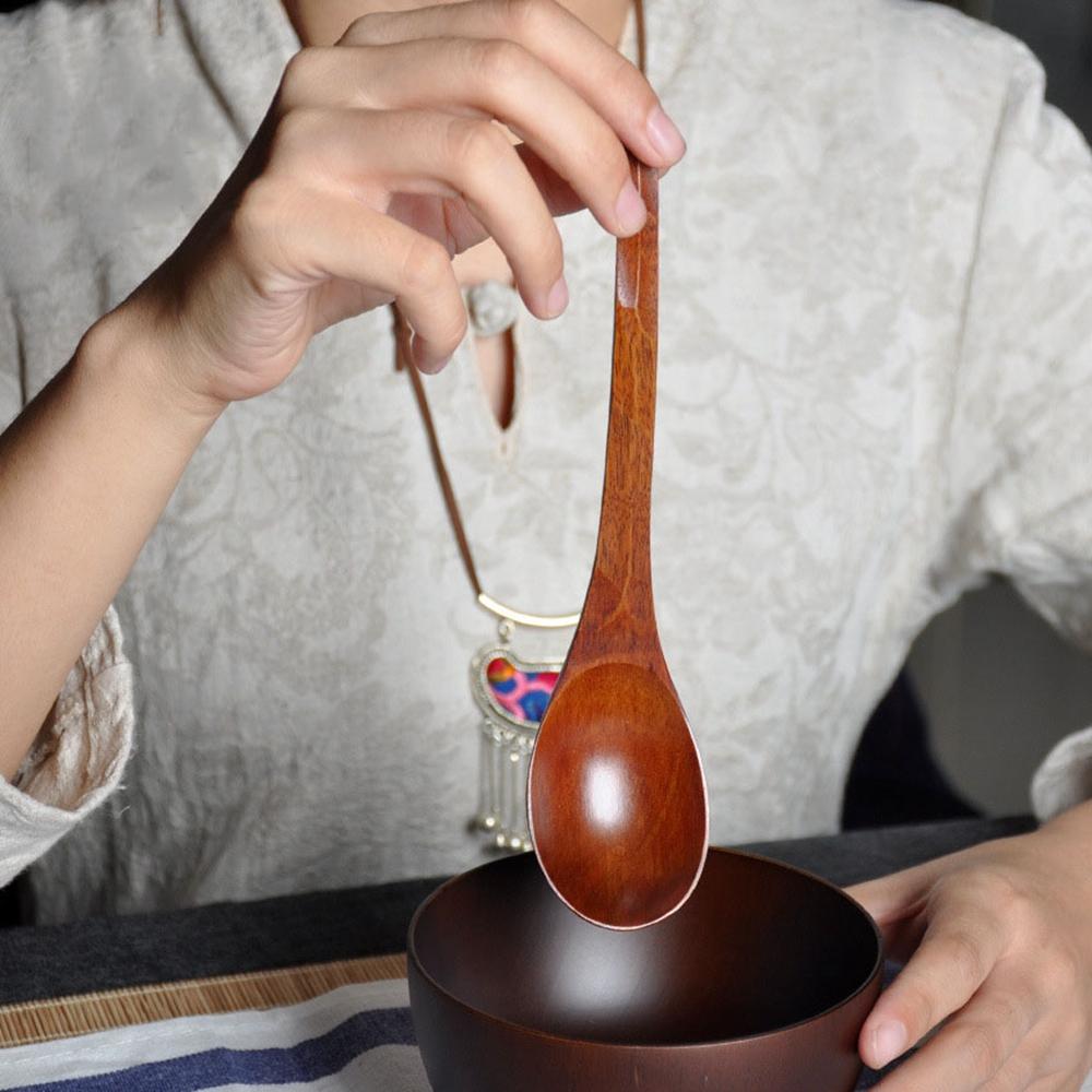 Kök Restaurang Dessert Långt Handtag Middagsbestick Köksredskap Träsked Soppsked