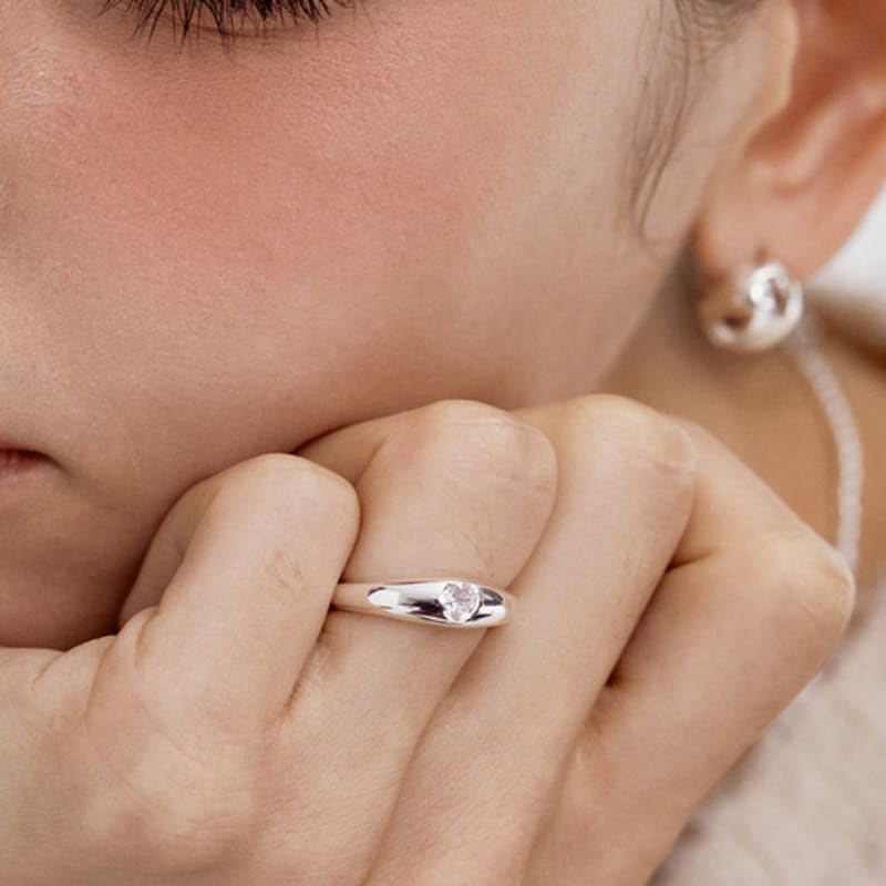 TATIANA (SILVER925) Heart Cubic Simple Ring CR1818