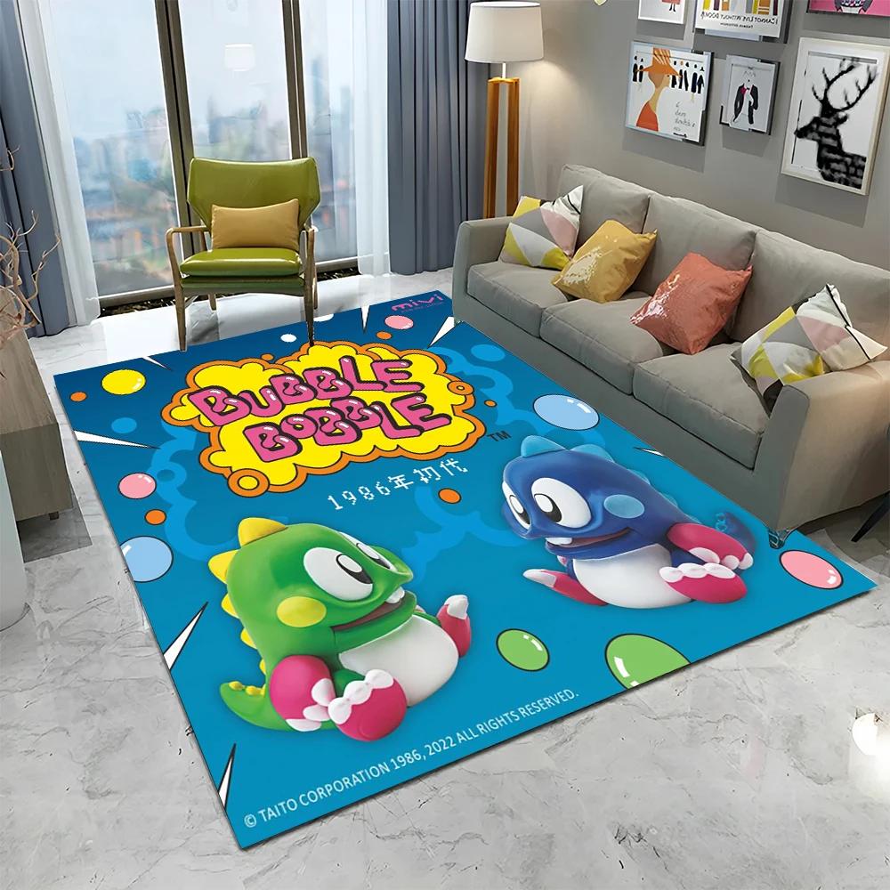 Tappeto Tappetino Decorativo per Casa Soggiorno Camera da Letto Divano Zerbino, Tappeto per Area Giochi Bambini Tappetino Antiscivolo, Gioco Cartoon Bubble Bobble Tappeto per Gamer