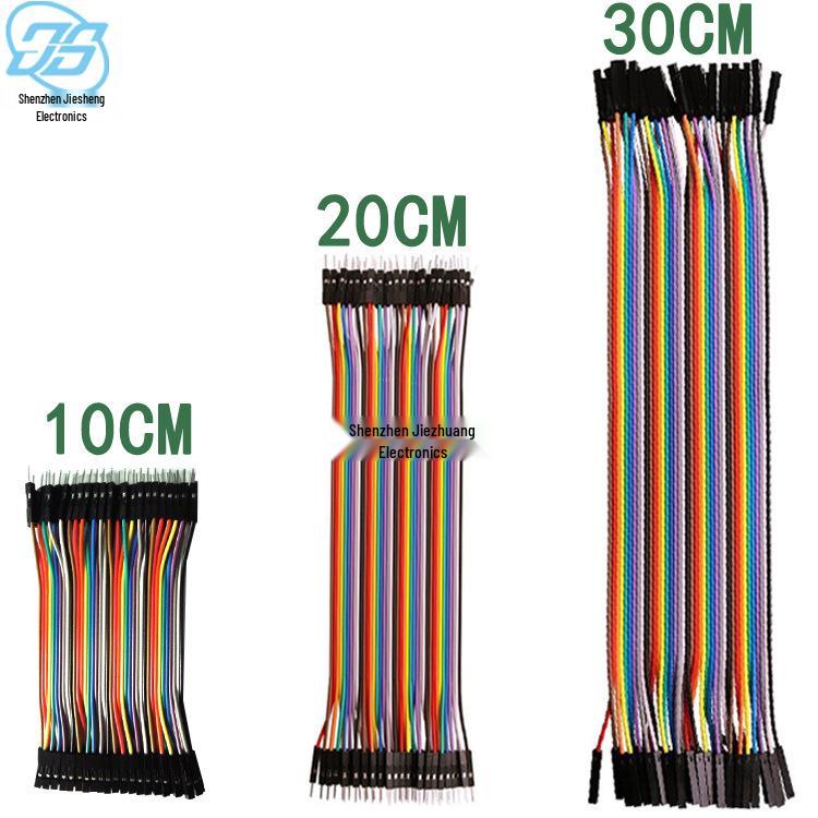 2.54mm 40P DuPont Wire Connector Set: Female-Female, Male-Female, Male-Male, 10/20/30cm, Multicolor