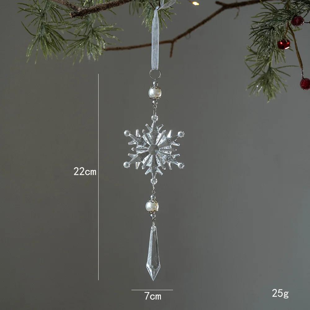 Christmas Transparent Snowflake Crystal Pendants Decorations Xmas Tree Hanging Ornament Christmas Home Decorations New Year Gift