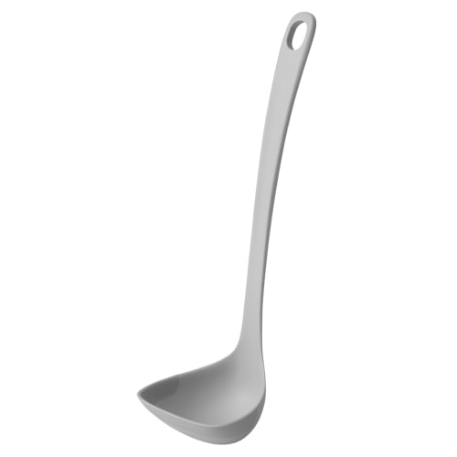 Marna Easy-Scooping Ladle, Medium (Clam Shape/Gently Fits Curves), Silicone Ladle, Kitchen Utensil, Gray, K800GY