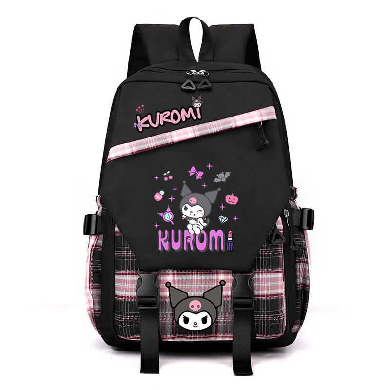 Cool Lomi Kuromi Backpack Student Schoolbag Anime Cartoon Print Junior High School High School Large Capacity Schoolbag