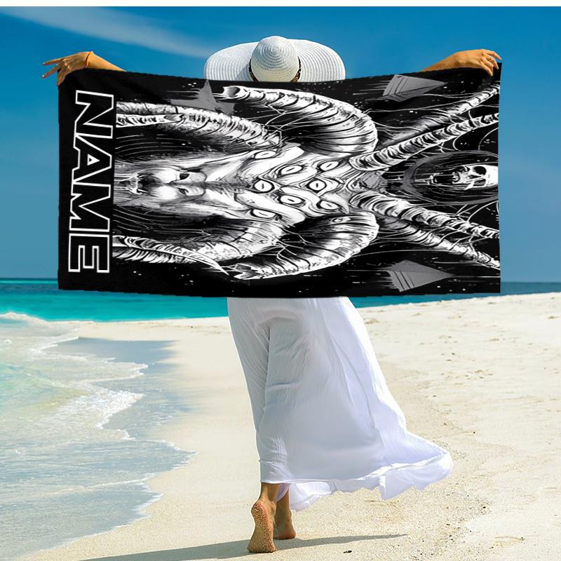 Personalized customized proof beach towel with Baphomet pattern - soft, absorbent, quick-drying, perfect swimming, camping&bathing