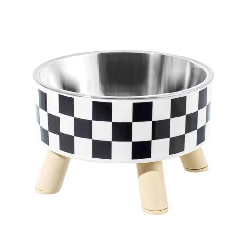 

4-угольные миски для кошек из нержавеющей стали с защитой от травм шеи и позвоночника, с приподнятой подставкой, миски для корма и воды для маленьких собак, нескользящая миска для кормления домашних животных