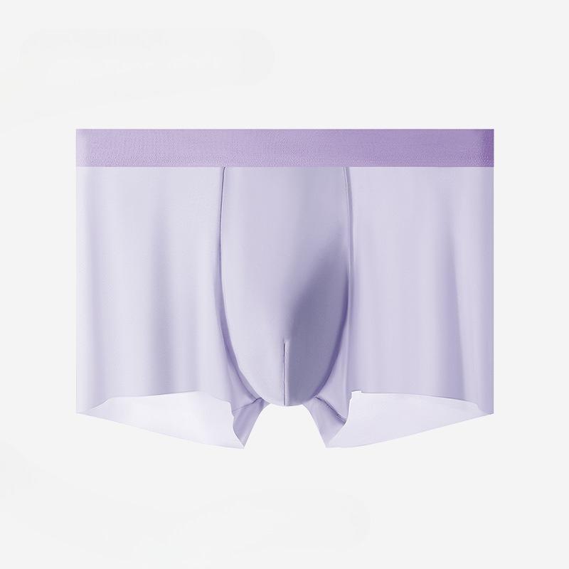 Plus Size Men's Summer Light and Thin 10a Antibacterial Crotch Breathable Ice Silk Seamless Briefs