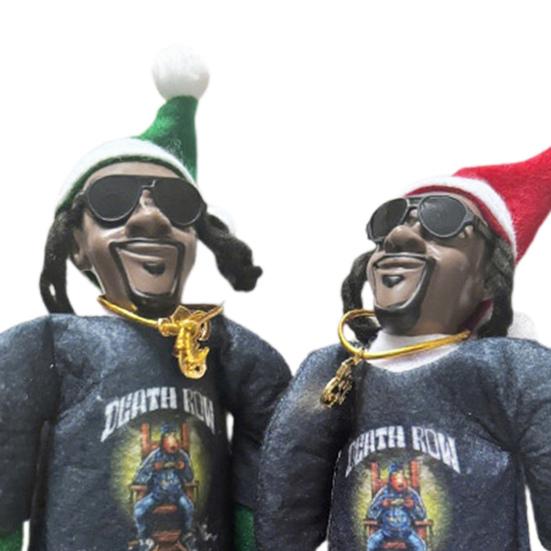 Snoop Elf on The Stool Funny Hip Hop Doll Christmas Ornaments Plush Doll Toy Collectible Home Decoration