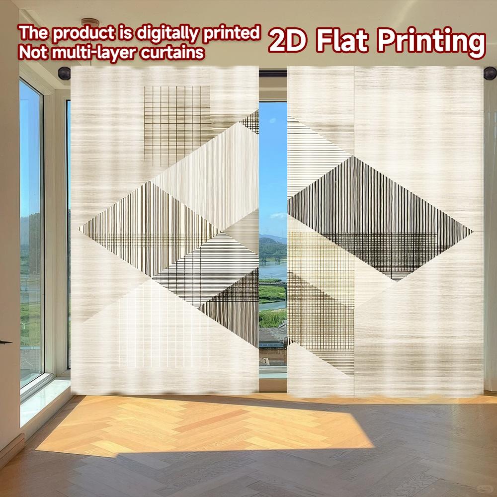 

Set Of 2 Flat Printing Curtains Without Rod Geometric Neutral Design Ramadan Festival Chic Print Versatile Polyester Curtain W100*H70(CM)-Grommet top&2PCS