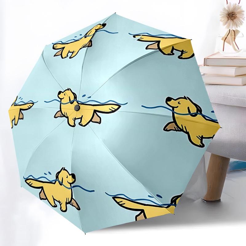 1pc Swimming Dogs Pattern Automatic Open/Close Umbrella - Compact Travel Umbrella, Gift for Birthdayyy251208166