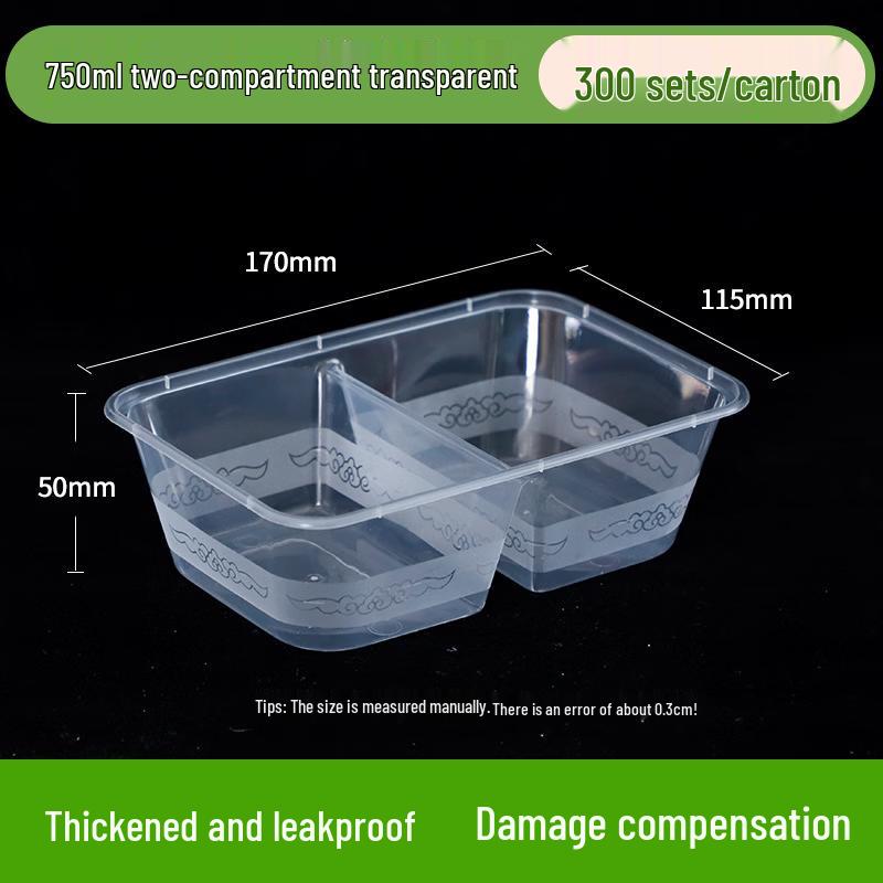 Disposable 2-Compartment Meal Prep Containers