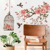 Simple Peach Blossom Branch Birdcage Bedroom Living Room Background Beautification and Decorative Wall Stickers