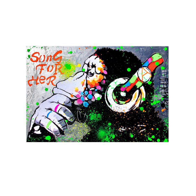 Modern Graffiti Art Animal Poster Print Trend Gorilla Monkey Listening To Music Canvas Painting  for Living Room Home Wall Decor