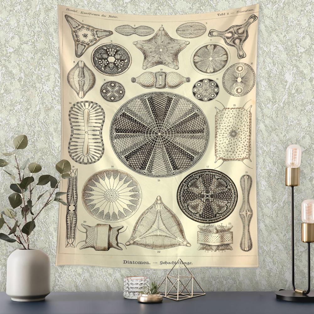 Boho Style Psychedelic Witchcraft Art Mystic Home Decor Undersea Insect Identification Map Tapestry Wall Hanging