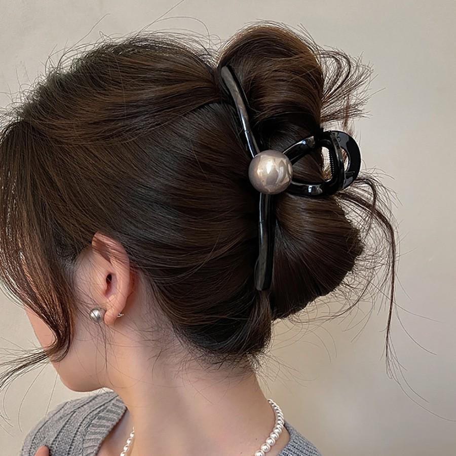 Elegante Schwarze Strass-Haarklammer - Großes High-End-Accessoire