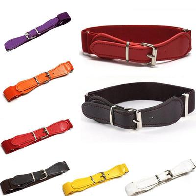 Girls Elastic Belt with Heart Shaped Metal Buckle Cute Stretch Waistband for Jeans & Dresses Adjustable Kids Waist Belt