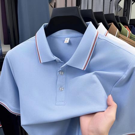 Summer Color Block Striped Polo Breathable Comfortable Lapel Collar Short Sleeve Business Casual Versatile Minimalist Top M