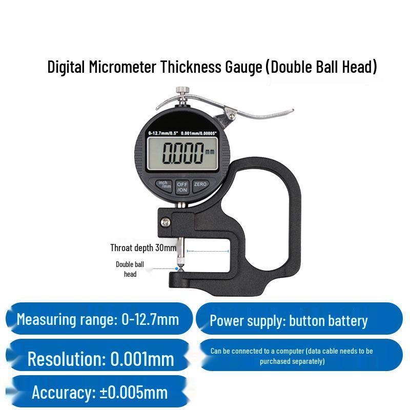 HEMUELE Digital Micrometer Caliper for Measuring Film, Paper, Leather, and Tubes