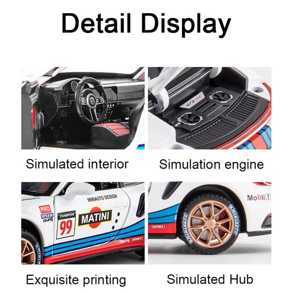 1/32 Porsche 911 GT3 RSR Sportwagen Spielzeug Legierung Druckguss Maßstab Modell Simulation Racing Pull Back Radaufhängung Sammlung Spielzeug für Jungen