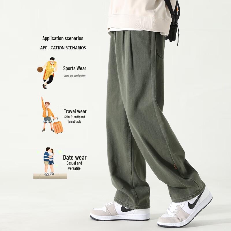 Dingfengbaoluo Men's HM9901 Loose Straight-Leg Cargo Pants