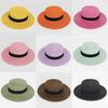 Color Square 20 Buckle Round Straw Hat Summer Travel Sunshade Cap Breathable