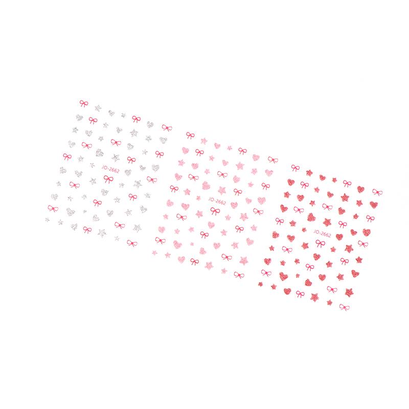 Pink Butterfly Butterfly Bow Nail Stickers Shiny Laser 3D Butterflies Nail Decals Adhesive Butterfly