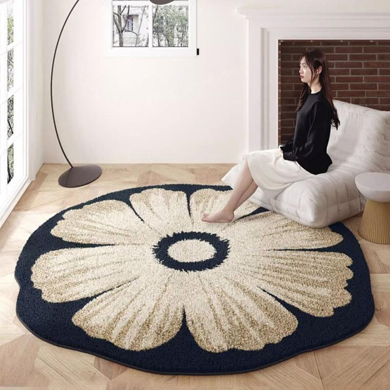 Style Flower Special-shaped Sofa Carpet Living Room Water-absorbent Non-slip Coffee Table Blanket Home Easy Care