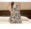 Summer V-Neck Nightdress with Chest Pads - Sexy Bubble Cotton Spaghetti Strap Style: Loose Fit Homewear for Women
