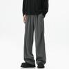 Unisex Dark Grey Paratrooper Pants - Spring/Autumn Loose Fit, Pleated, Wide-Leg Trend