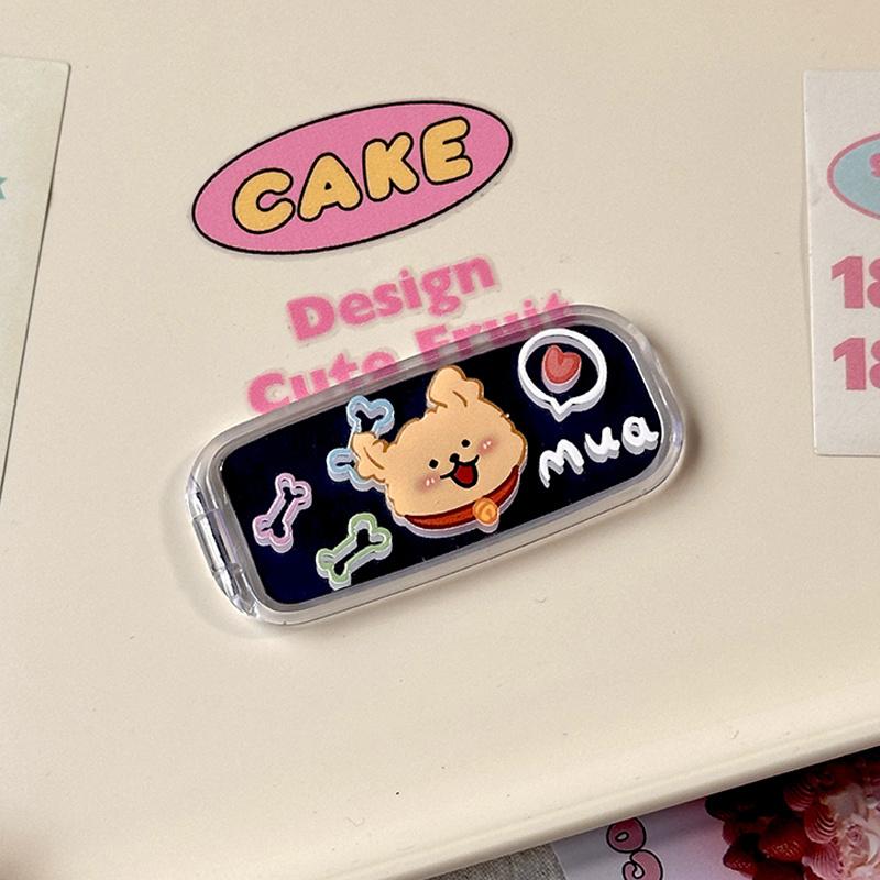 Cute Cartoon Cat & Dog Stick-On Makeup Mirror Phone Holder - Dual-Position Foldable Stand, Mobile Phone Accessories