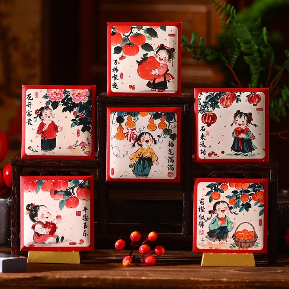 

6 шт. Благословение Китайский Новый год Красные конверты Традиционный денежный пакет Свадьба День рождения S