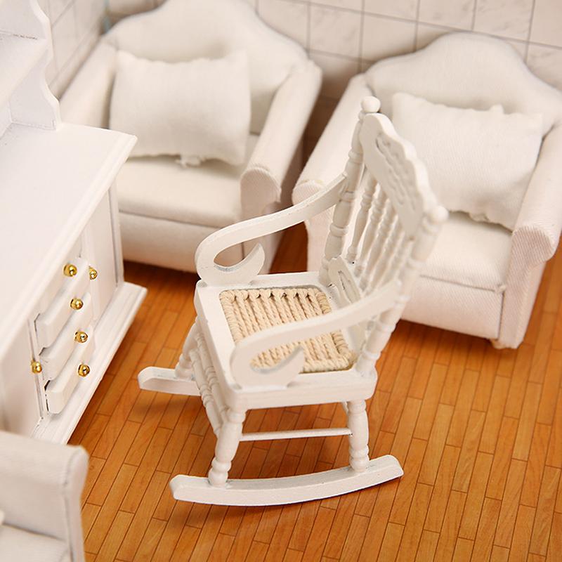 1:12 Dollhouse Pocket Wooden Rocking Chair Crafts