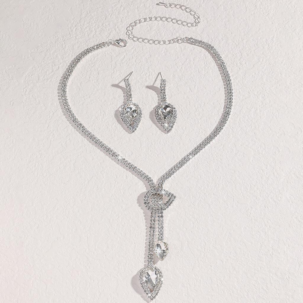 Bridal Lady Set Jewelry Necklace Earrings Wedding Dress Elegant Bracelet