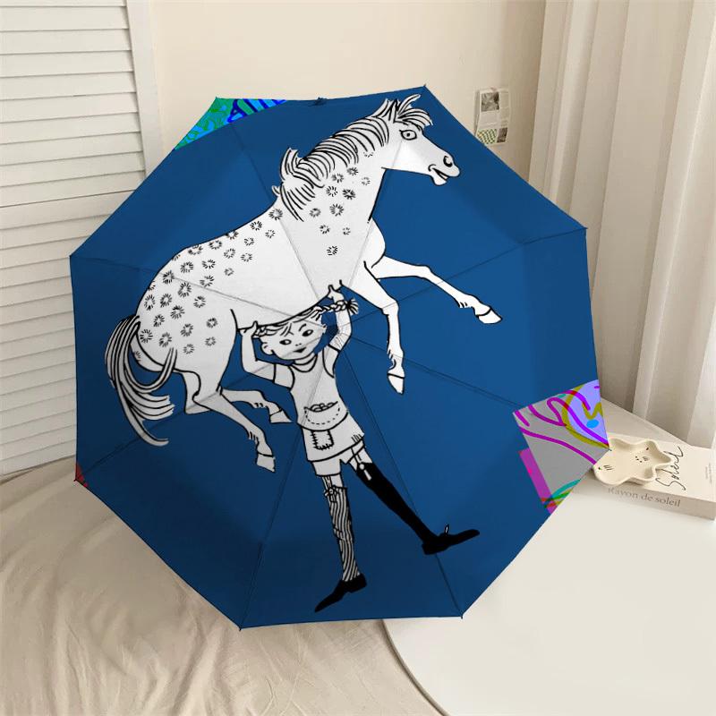 

1PC horse child Automatic Open/Close Umbrella with Windproof, 8-Rib Sturdy Canopy, Durable Ribs, Fashionable Design,1252a