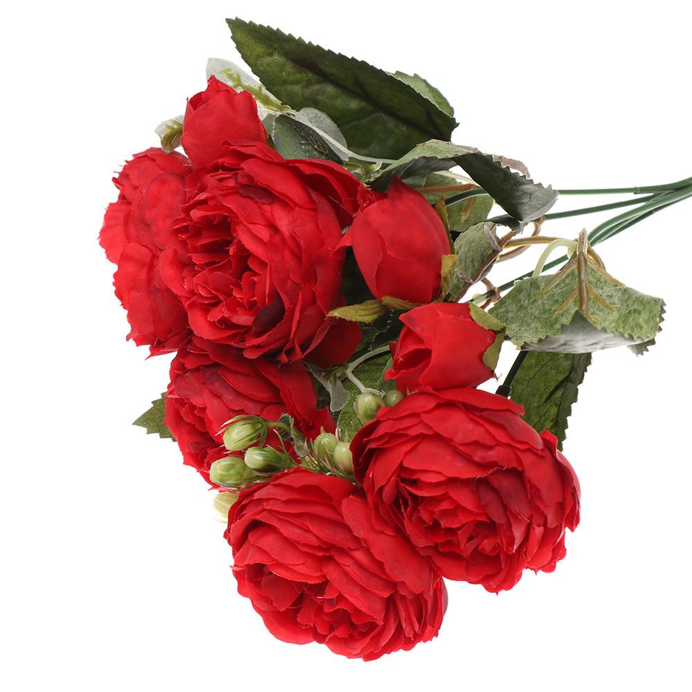 9 head Vase Wedding Home Ornament Silk Peony  Rose bouquet Party Decoration  Artificial Flowers