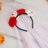 Halloween Veil Black Veil Day of The Dead Terrifying Eyeball Headwear Rose Hairband Blood Veil