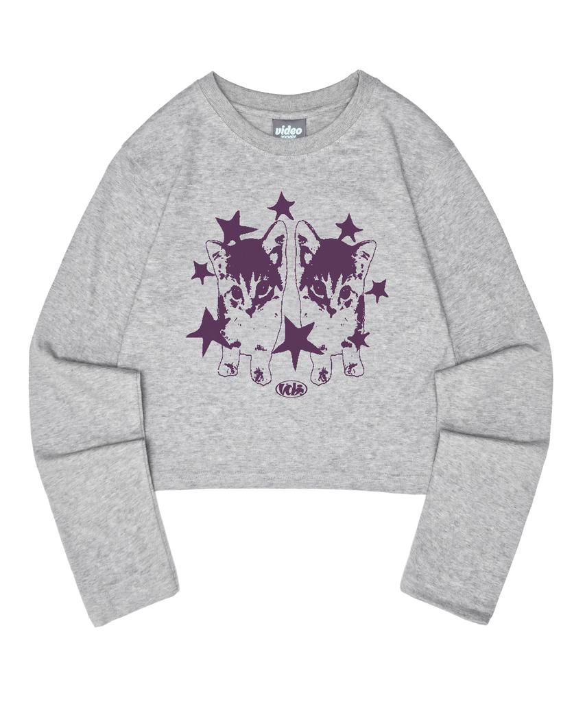 VIDEO JOCKEY Kitty Kitty Ls T-Shirt [Melange Gray]