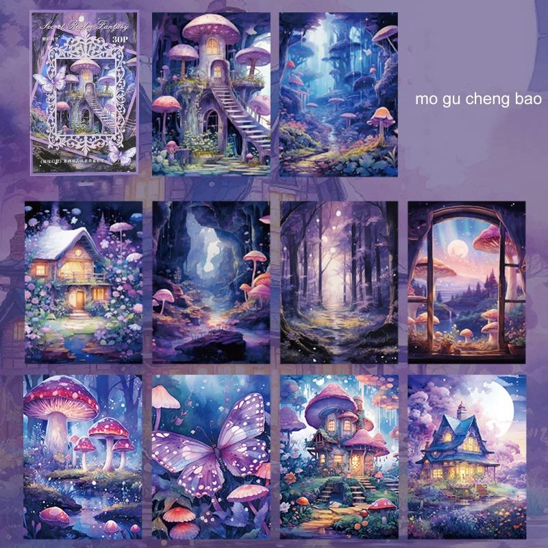 

30pcs Secret Fantasy Series Vintage Forest Flower Landscape Scrapbook Collage Material Paper Creative Junk Journal Stationery
