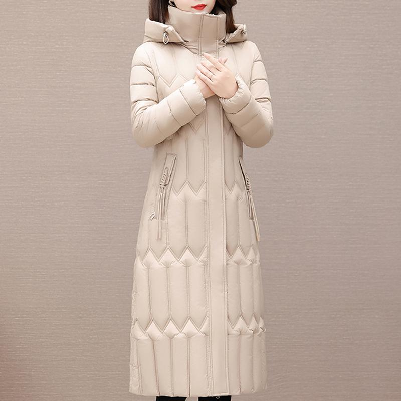Fashion Middle Age Women's Winter Parka Hooded Casual Warm Long Coats Thick Women Jackets