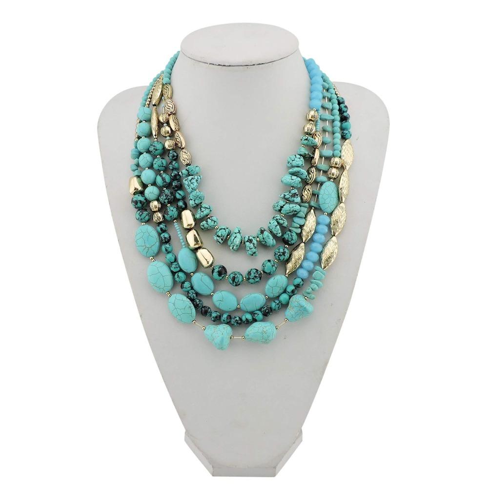 Multi-layer Beaded Necklace, Acrylic Turquoise European and American Style Necklace, High-end Accessories