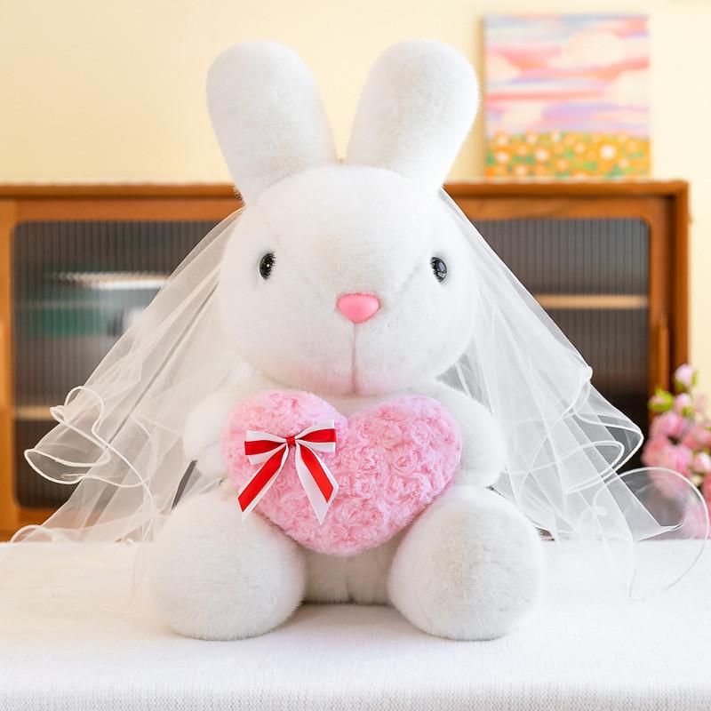 Cute Wedding Bunny Plush Toy For Girlfriend Valentine's Day Gift 45cm Pink Red