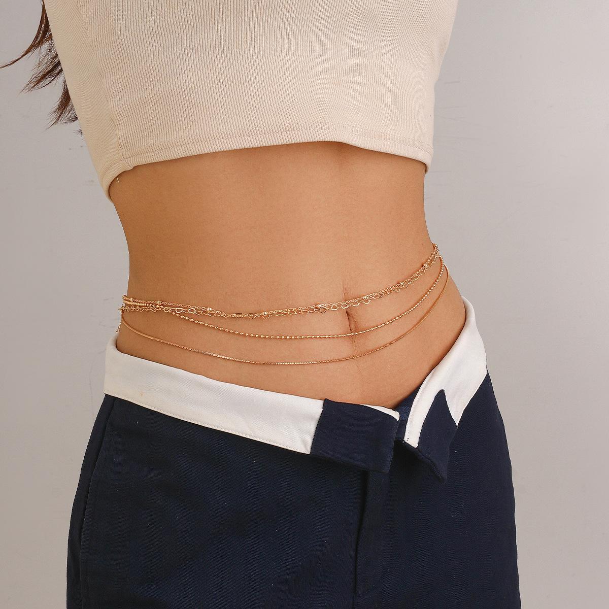 Accessories, stacked metal thin chain, sexy multi-layer sweet and cool girl body chain body chain