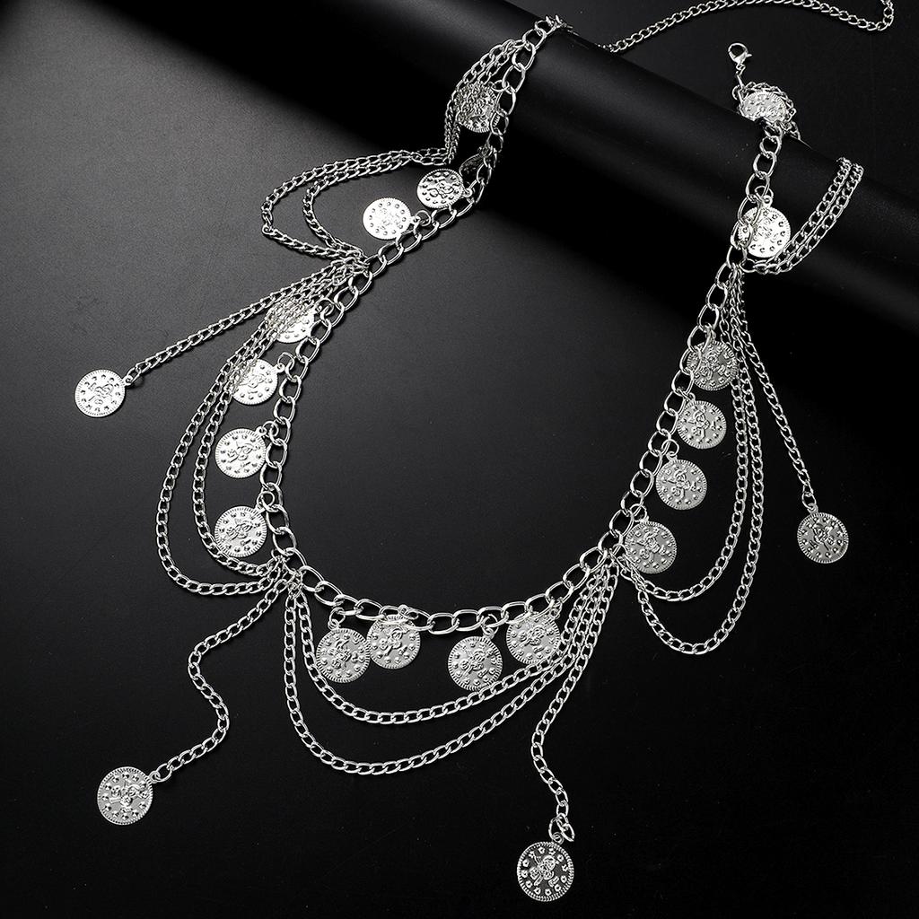 Retro Fashion Multi-Layer Coin Belly Chain for Women Sexy Arabian Style Tassel Waist Chain Beach Holiday Party Wear Jewelry Gift